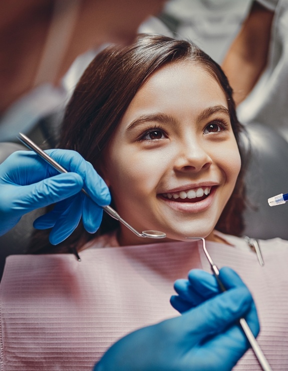 Young girl at a dental checkup